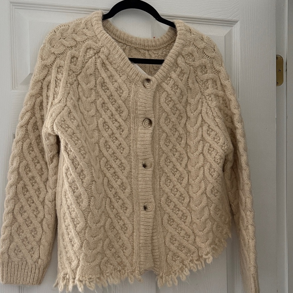 Zara Cream Cable Knit Cardigan